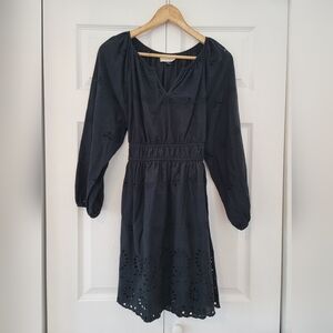 Universal Thread Dark Blue Eyelet Long Sleeve Dress